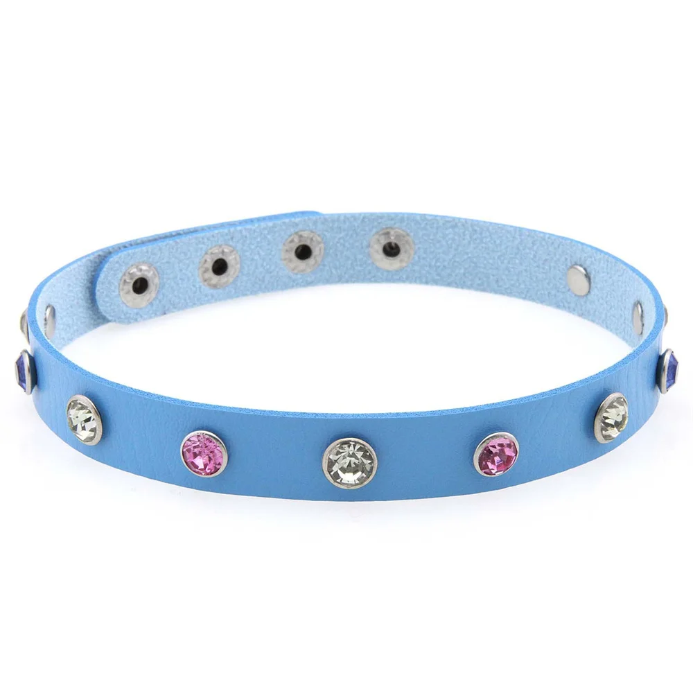 Gothic Harajuku Choker Necklace Women Crystal Choker PU Leather chocker Necklace collar punk jewelry goth fashion accessories