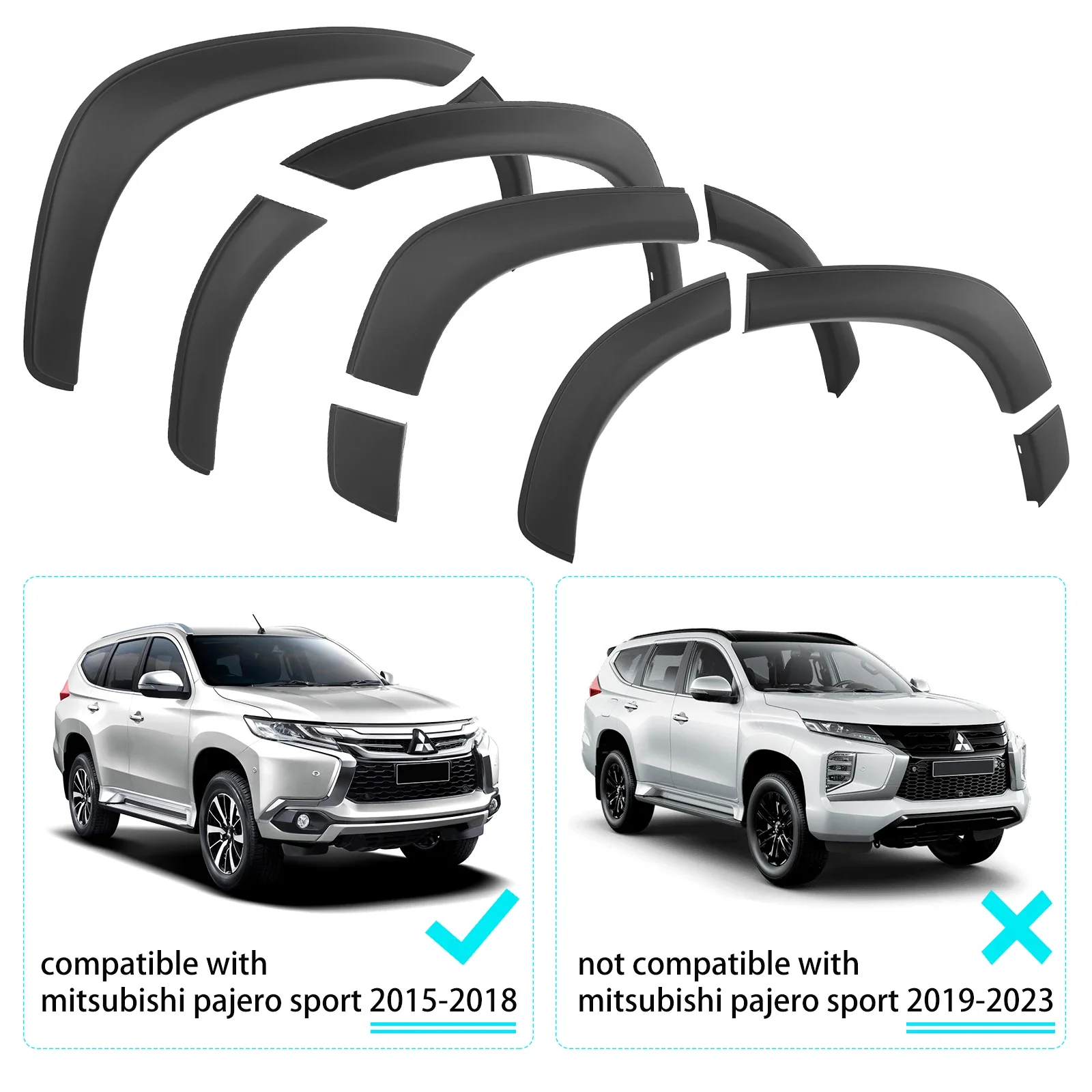 Mudguards Wheel Arch Fender Flares For Mitsubishi Montero Pajero Sport 2015 2016 2017 2018 2019 Matte Black 4X4 Car Accessories