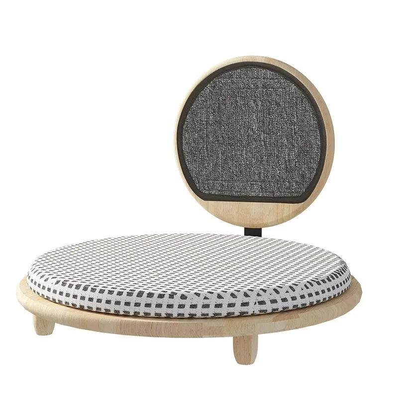 

Solid Wood Cat Bed Comfortable Cat Litter Edge Bed Universal in All Seasons Removable and Washable with Cat Scratching Board