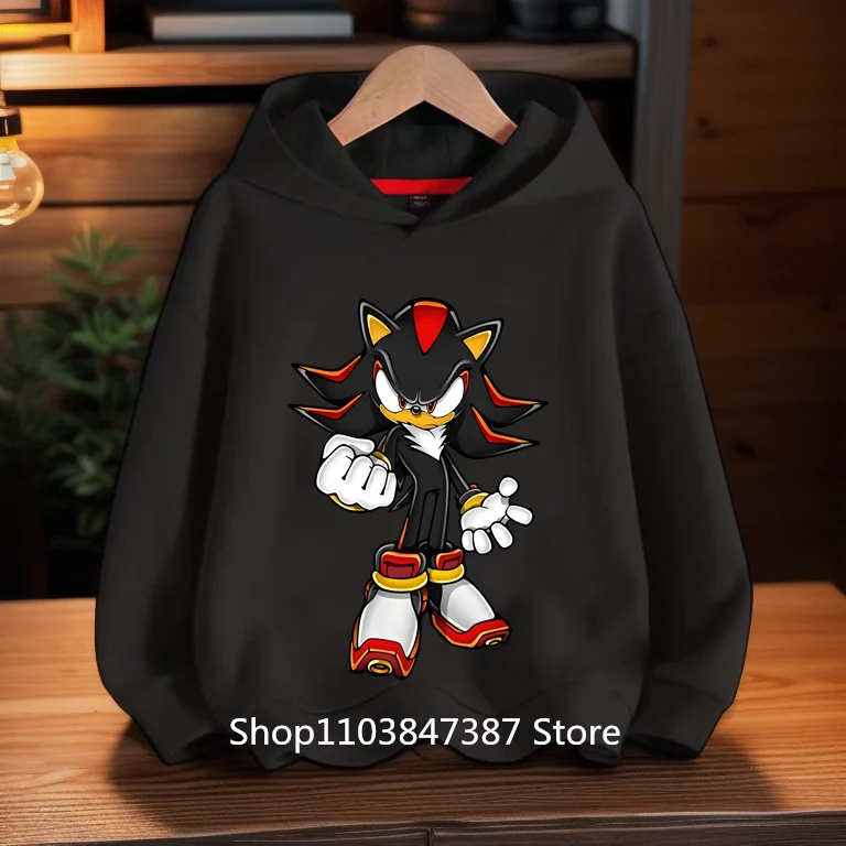 

Fashio Sonics Cartoon Printing Hoodies Autumn Casual Long Sleeve Anime Tops Kid Funny Loose O-neck Boys Child Clothes Streetwear