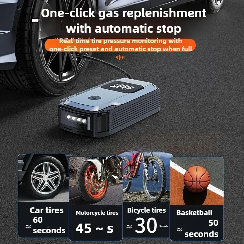 Для аварийного запуска автомобиля, 12 В, автомобильный стартер с беспроводным воздушным насосом, портативный аккумуляторный усилитель, внешний аккумулятор, накачка шин