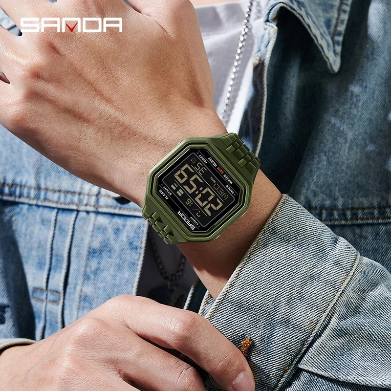SANDA Top Brand Men's Watches Stylish Digital Sports Wristwatch Alarm Multifunctional Luminous Calendar Stopwatch Reloj Hombre - view 3