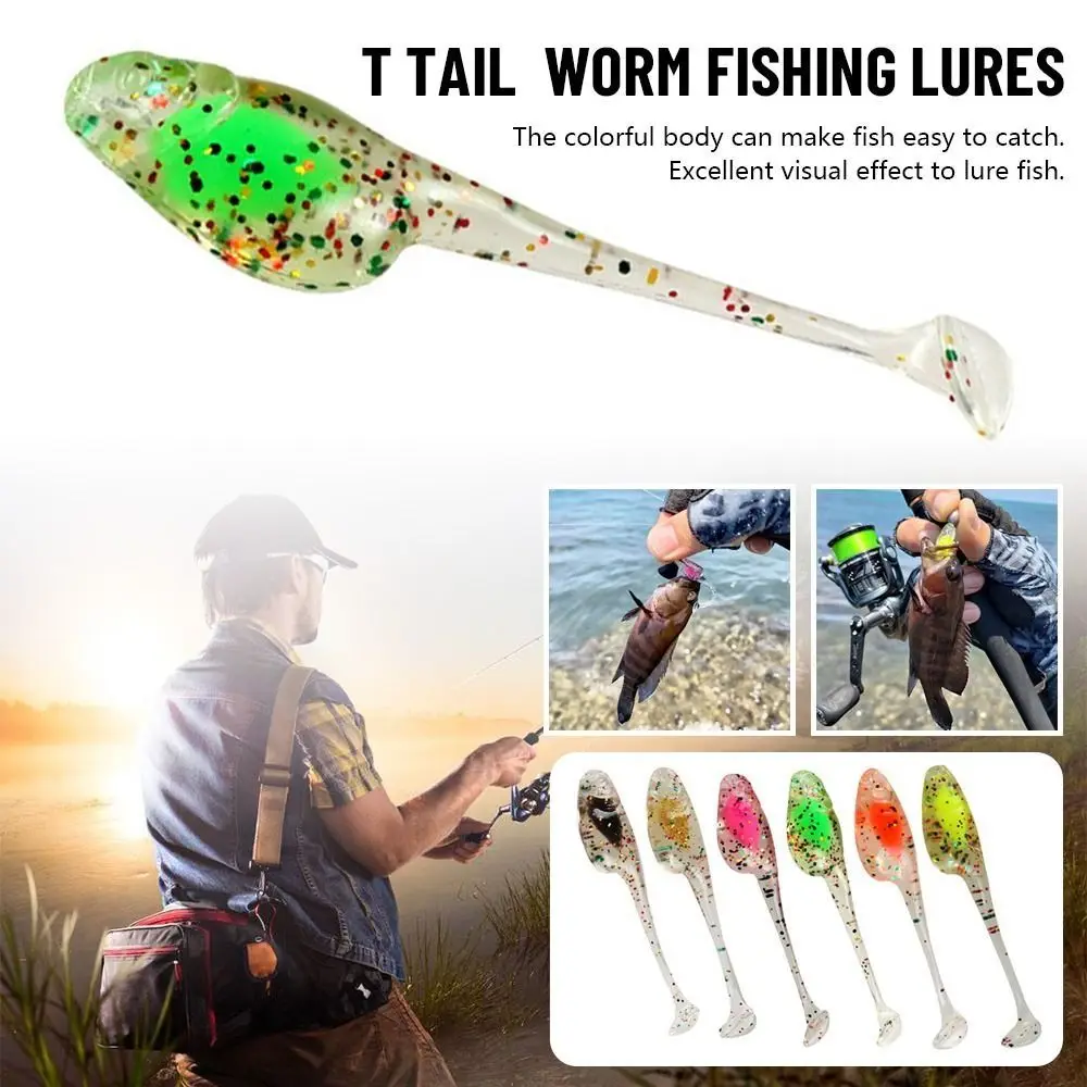 20PCS Durable TPE Fishing Soft Lures Green Pink Yellow Orange 5cm 1.3g Artificial Lures Soft Floating Minnow Baits Fishing