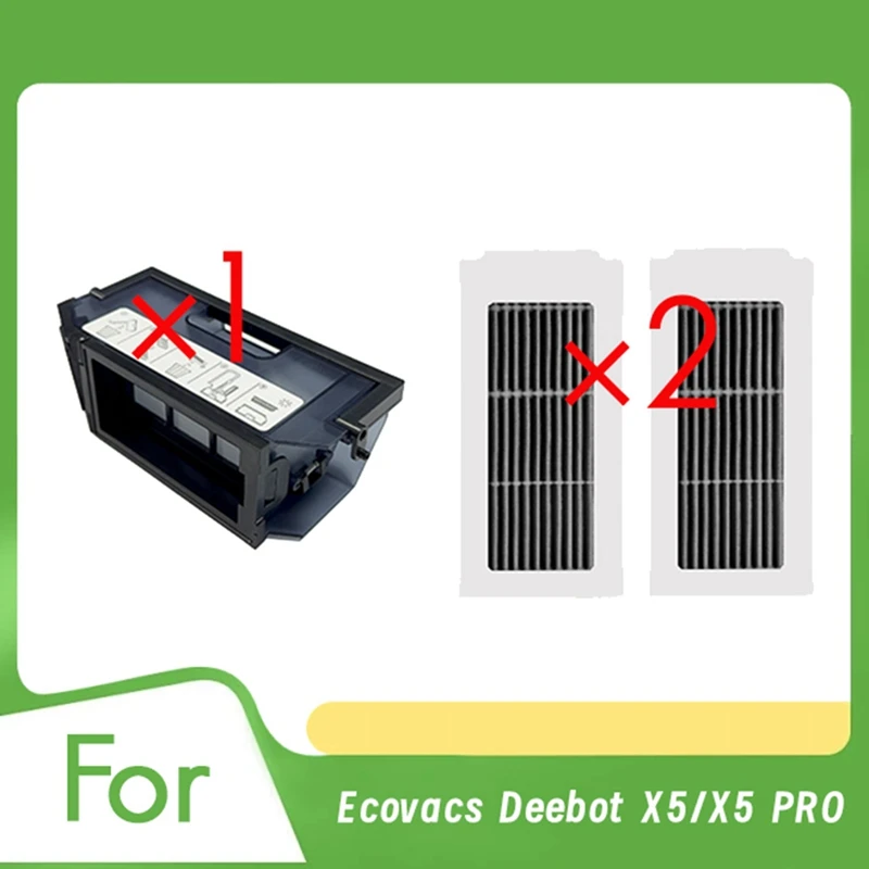 Kotak Debu dengan 2 Filter untuk Ecovacs Deepot X5/X5 PRO Robot Penyedot Debu Aksesori Suku Cadang Pengganti Kotak Debu Sampah