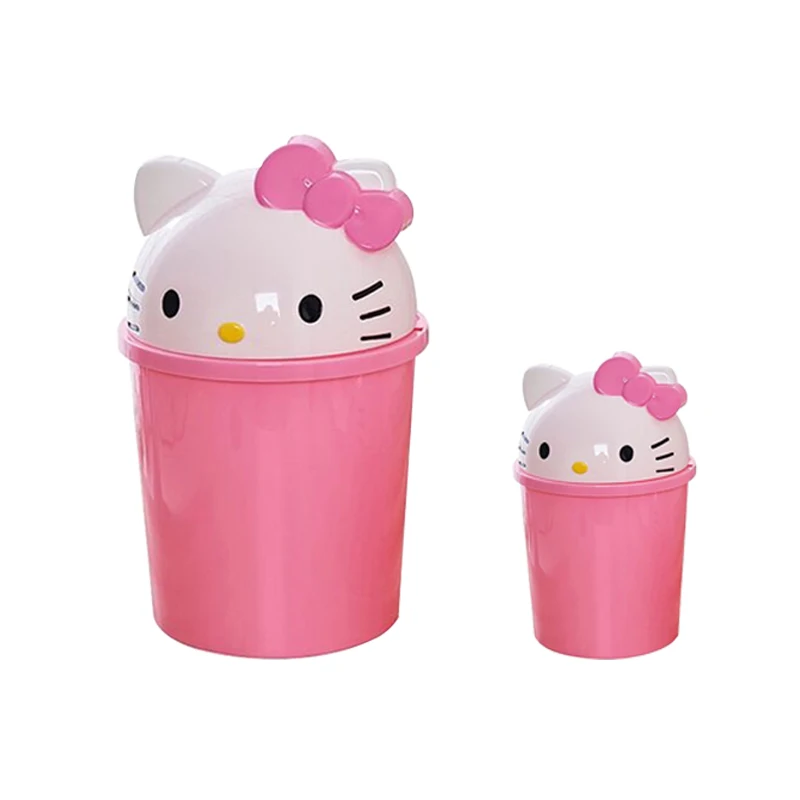 Sanrio Hello Kitty Desktop Trash Can Cartoon Animation Around The Student Desktop Trash Basket Cute Square with Lid Storage Box