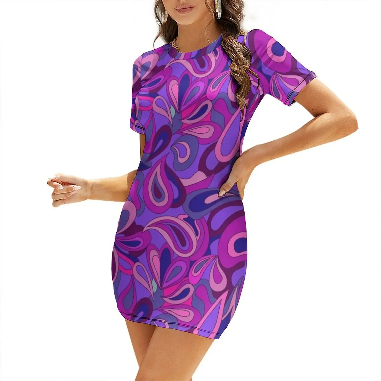 

Psychedelic Hippie Purple Tears Short-Sleeved Dress dress women summer Dress