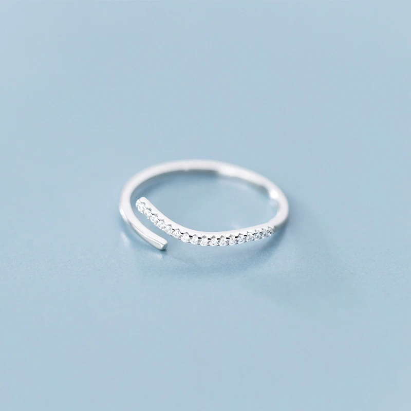 Women's 925 Sterling Silver Adjustable Stackable Zircon Ring