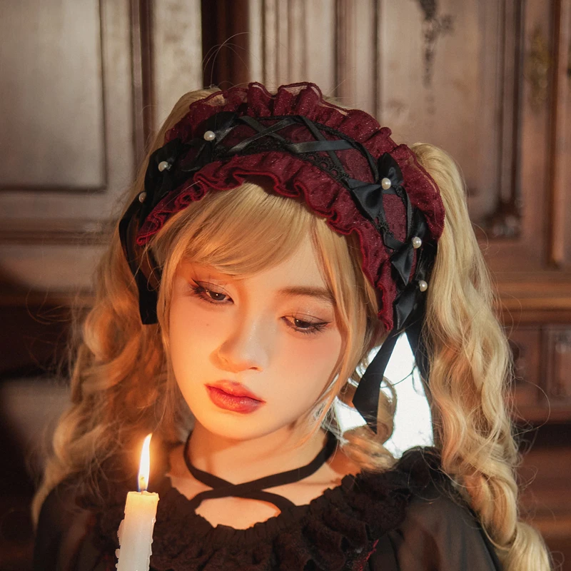 Magogo adorável bowknot doce lolita laço hairband doce anime empregada cosplay acessórios grampo de cabelo headwear feito à mão atacado