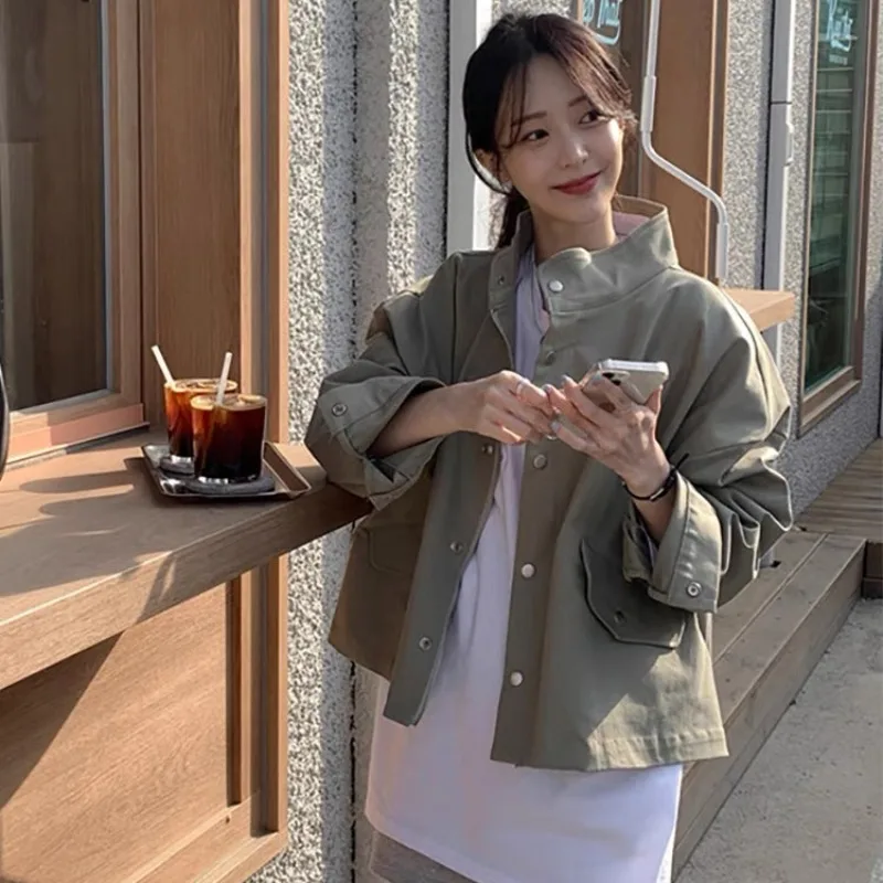 เสื้อคาร์ดิแกนแขนยาวสไตล์เกาหลีเก๋ไก๋สไตล์เรโทรฤดูใบไม้ร่วงพร้อมดีไซน์ซิปคอปก เสื้อแจ็คเก็ตคาร์ดิแกนแขนยาวหลวมและอเนกประสงค์