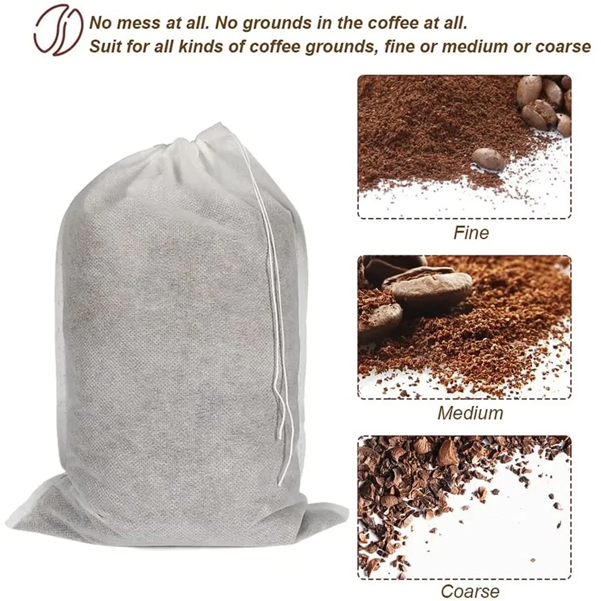 100 Pieces A74E- of Large Cold Bubble-Free Bag Disposable Coffee Bag Filter Fine Mesh Hops Brewing Ice Coffee Drawstring