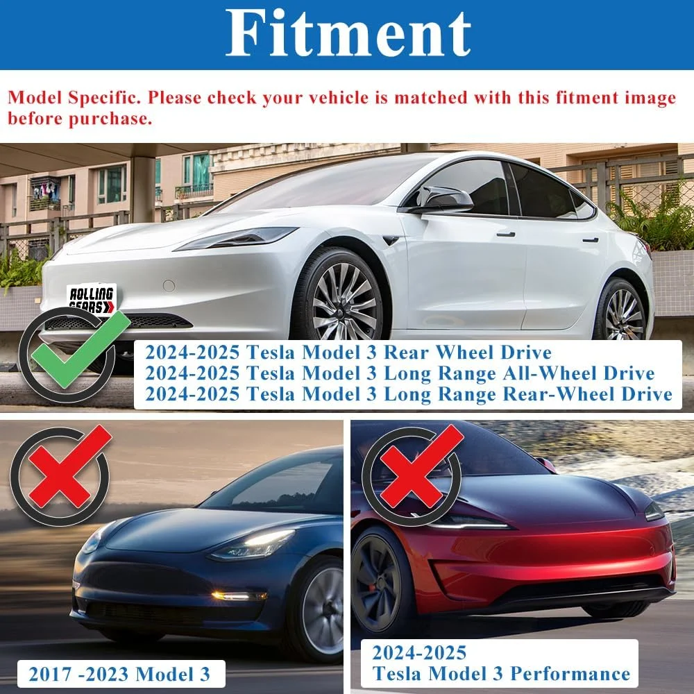 Front Bumper Lip Compatible for Tesla Model 3 2024 2025,Sedan Body Front Lip Spoiler Splitter ABS Accessories