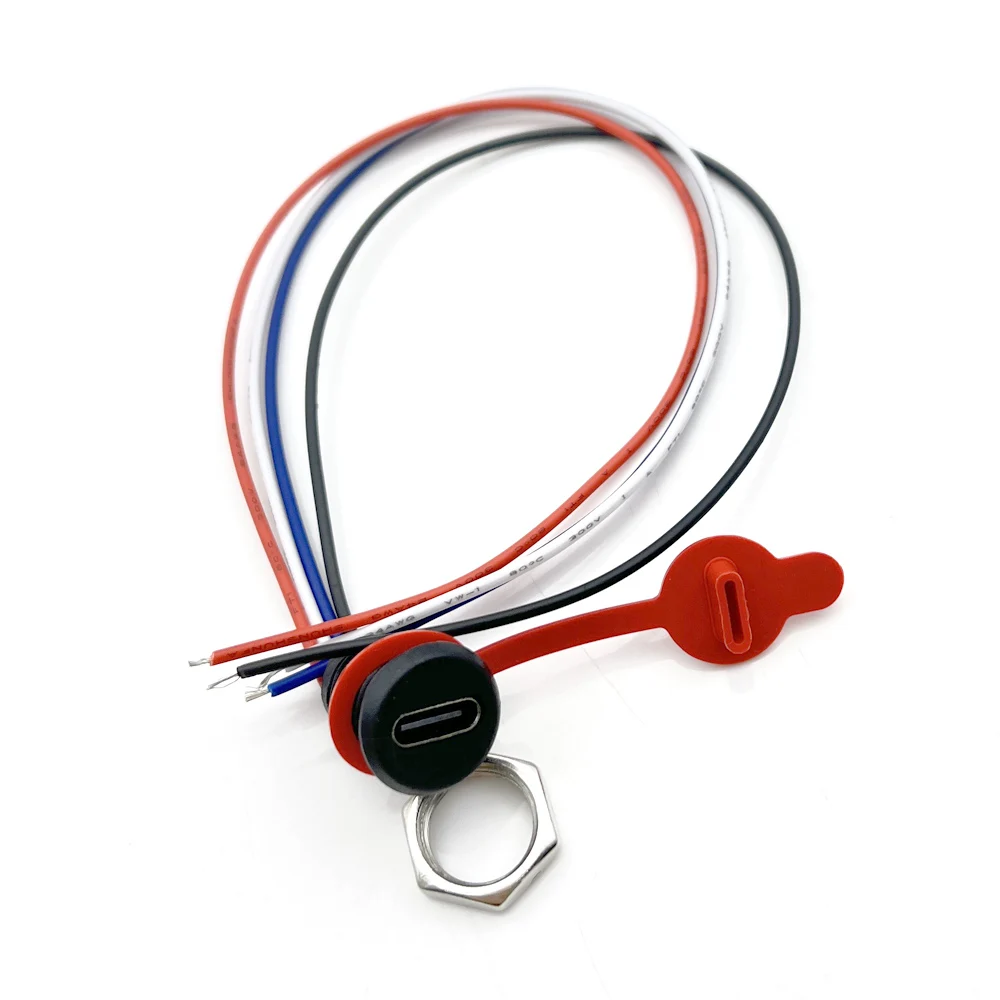 USB-C 고전류 충전 소켓, PH2.0 너트 스냅 잠금 플레이트, 2/4 핀 TYPE-C 암 C 타입 방수 암 커넥터 잭