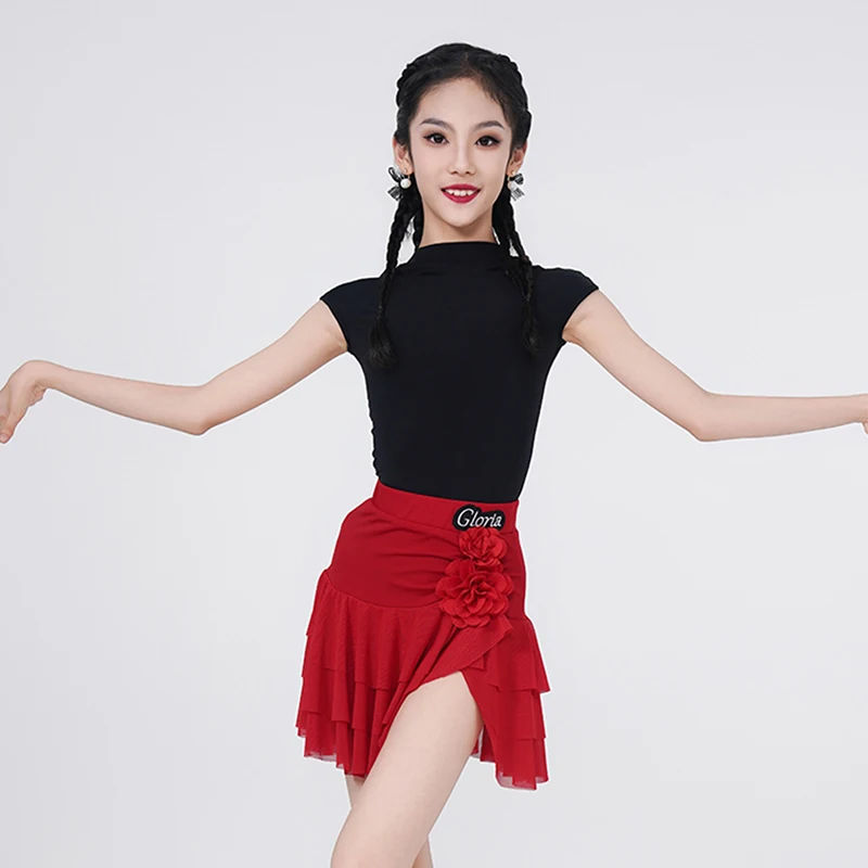 

2026 New Latin Dance Competition Performance Dress Children's Ballroom Shorts Sleeve Set Ballroom Grading Practice Clothes XH432