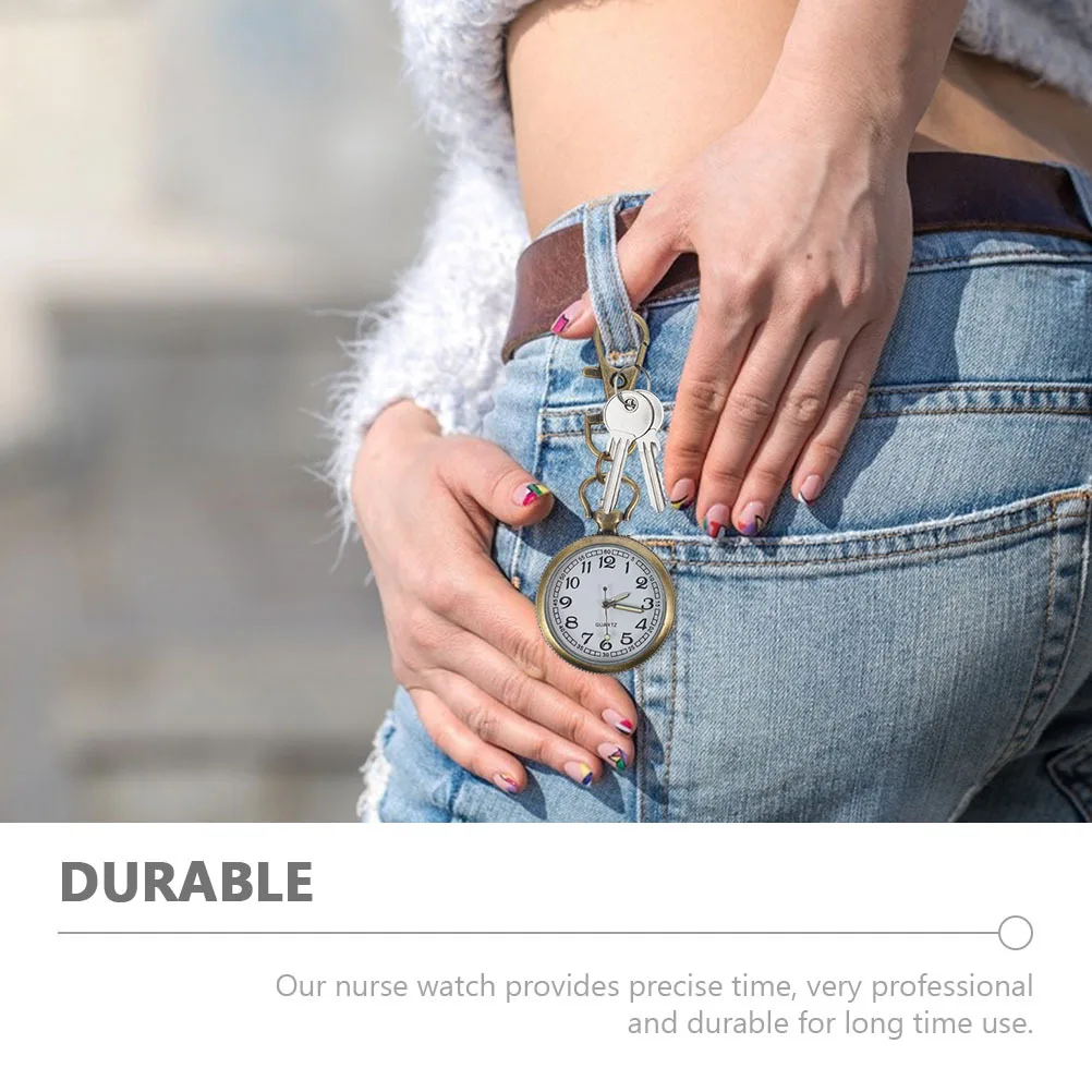 

Portable Nurse Watch Zinc Alloy Big Numbers Keychain Design Durable Professional Elderly Friendly Pocket Watch