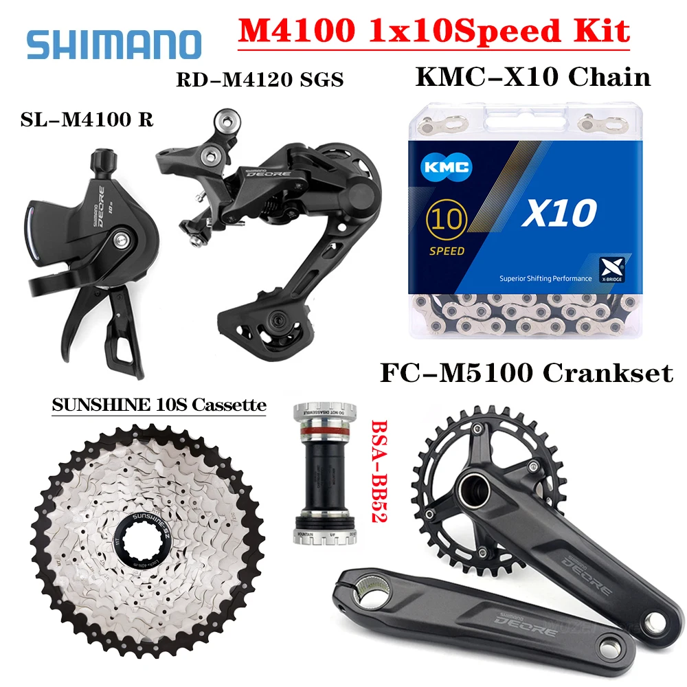 SHIMANO M4100 10 Speed Groupset SL-4100 Derailleur lever RD-M4120 Derailleur SUNSHINE-SZ  Cassette FC-M5100 Crankset 10V Kit