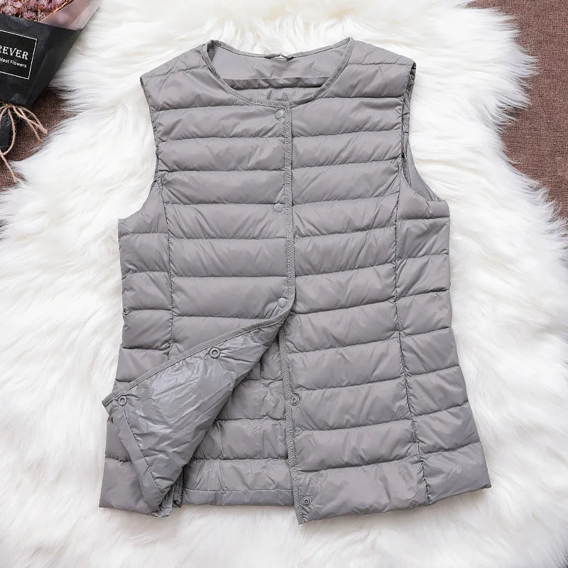 Autumn Winter Ultra Light White Duck Down Vest Coat Parkas Women Sleeveless Waistcoat Ladies Warm Puffer Jacket Short Tank Tops