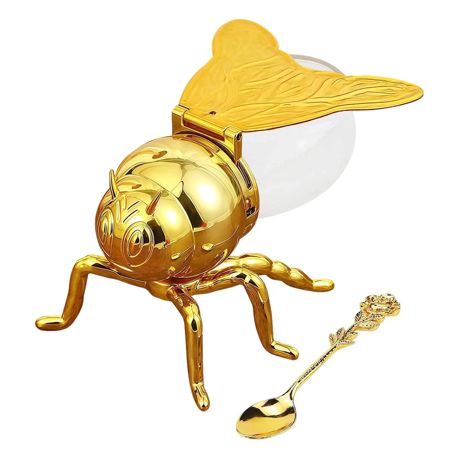 Honigbehälter in Bienenform aus Glas mit Löffel, Dekorativer Aufbewahrungsbehälter für Mehl, Gewürze, Kaffeebohnen, Zucker, Salz, für Zuhause