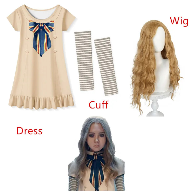 NEW Horrible Movie M3gan Child Cosplay Dress Megan Dress Ai Doll Robots Skirt Top Socks Outfit For Girls M3gan Cosplay Costume