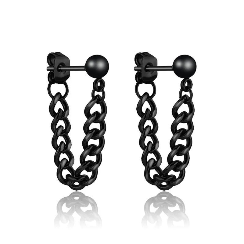 1 Pair Women and Men Vintage Stainless Steel Small Ball Earrings Chain Stud Earrings for Women