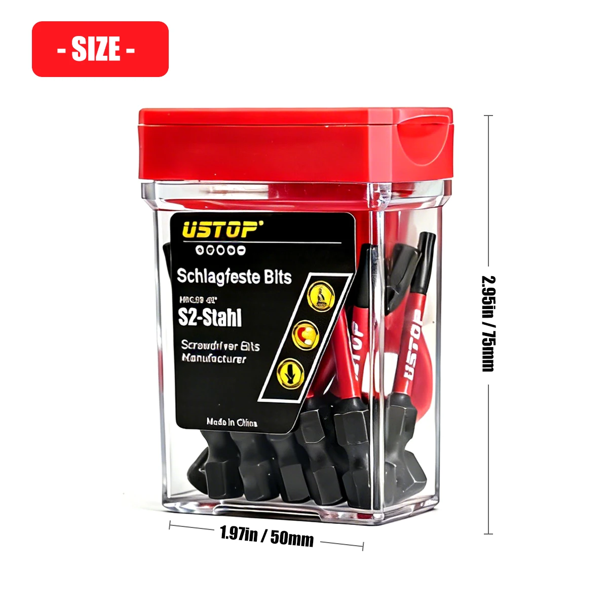 T10/T15/T30 Torx Schraubendreher-Bits mit vollständiger Abdeckung, 15-teiliges Set, 50 mm lang, mit magnetischer Adsorption, Drehmomentfreigabe, transparenter Aufbewahrung, langlebige Elektrowerkzeuge – Detail 2