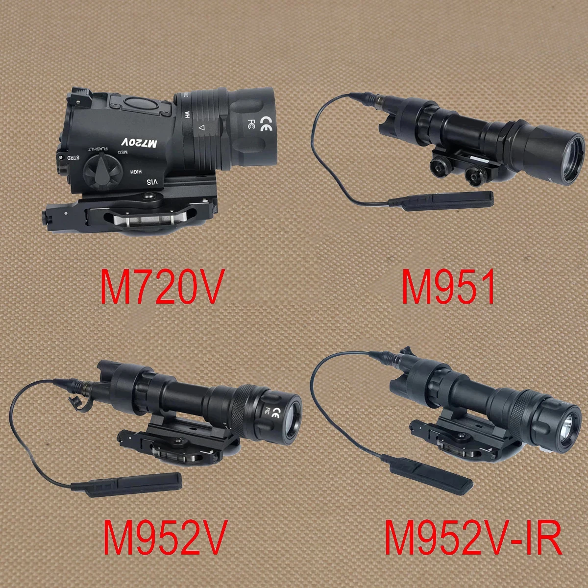 

SF Super Weapon Gun Light M720V M951 M952V M952V-IR Airsoft Rifle AR15 20mm Rail Mounted Hunting Flashlight Scout Torch