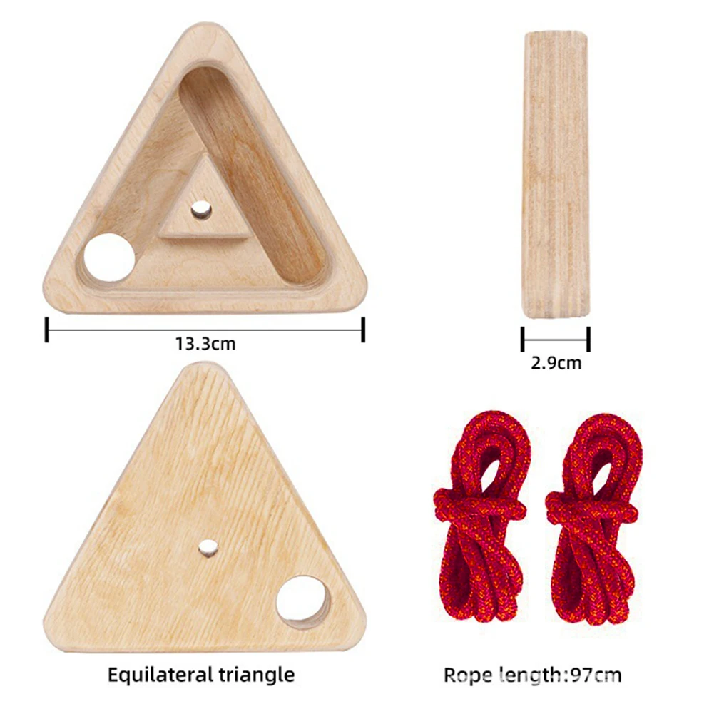 2PCS Wooden Climbing Triangle Fingerboard Multifunctional Simulated Rock Climb Finger Strengthen Board Reusable Pull-Up Handle view 5