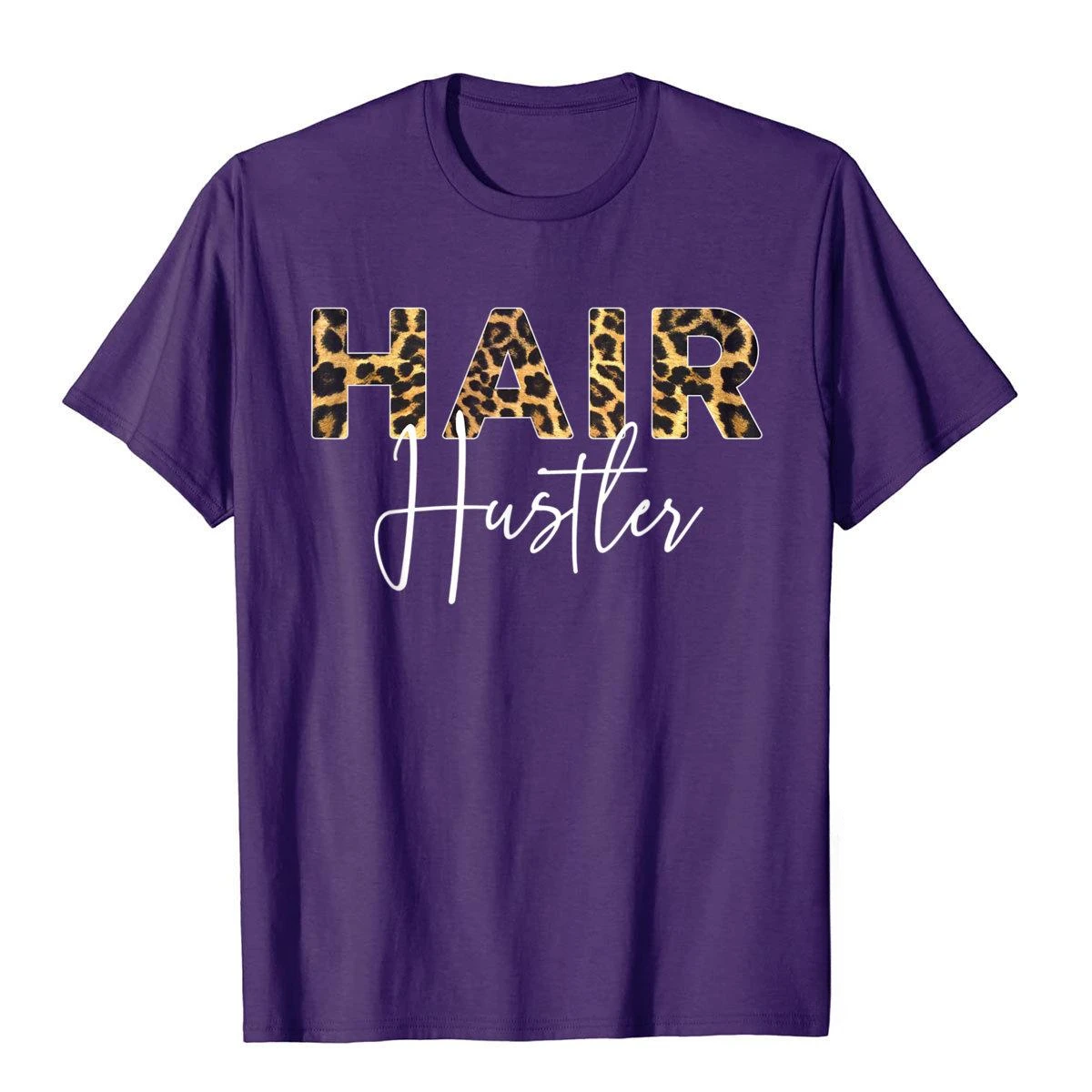 Hairstylist Hairdresser Hair Hustler Leopard Funny Gift Idea T-Shirt Fashionable T Shirt Latest Cotton Men's Tops & Tees Gift