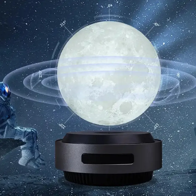 Lampe LED 3D Magnétique à Rotation Tactile en Forme de Lune Saturne, Luminaire Décoratif d'Nik, Idéal pour un Salon ou une Chambre à Coucher