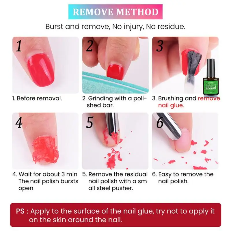 Soak Off Gel Polish Remover Nail Glue Remover For Glue On Nails Professional Remove Gel Nail Polish Within 3-5 Minutes Quick