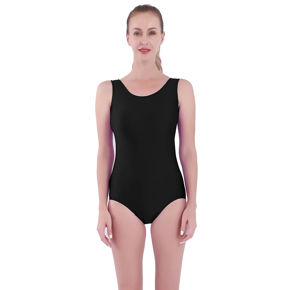 

AOYLISEY Black Tank Ballet Dance Leotards for Women Scoop Neck Gymnastics Bodysuits Romper Skinny Workout Stage Costumes