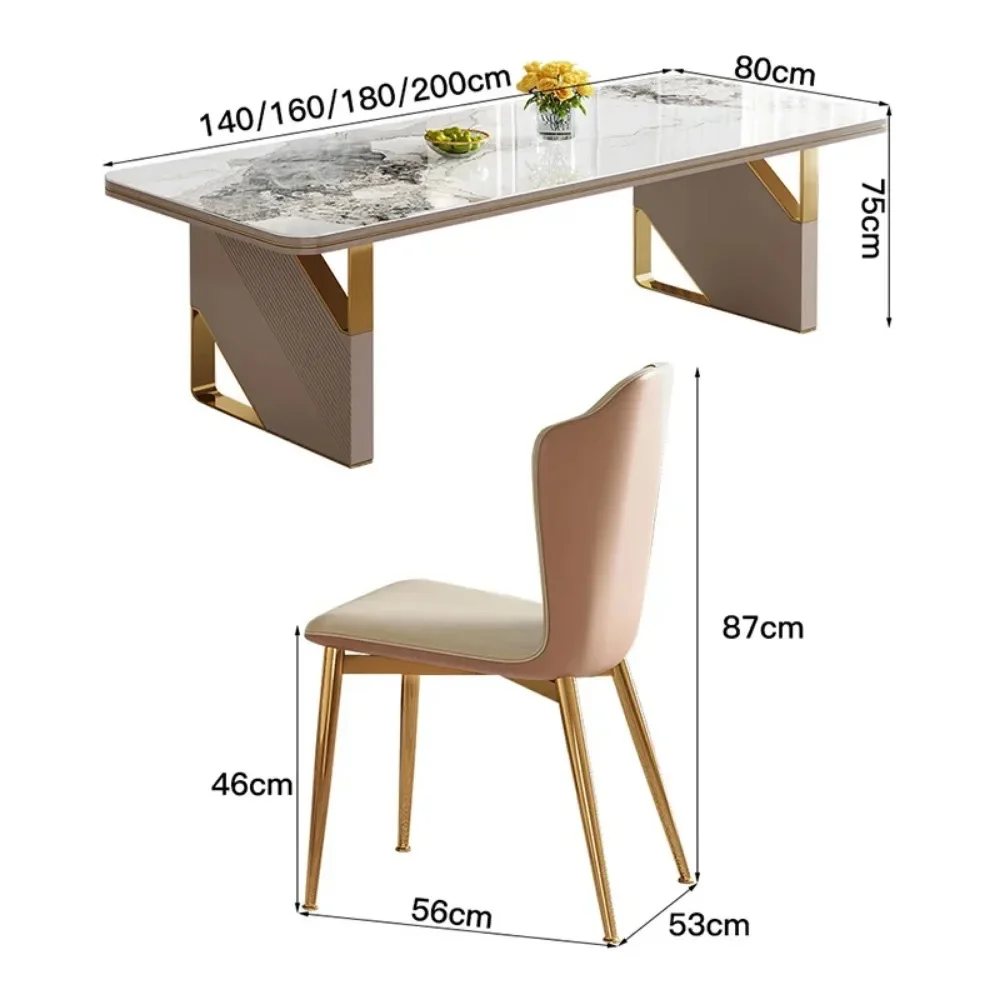 Luxury 6 To 8 People Set Dining Table Dinner Kitchen Marble Reception Dinner Coffee Table Computer Mesas De Comedor Furniture