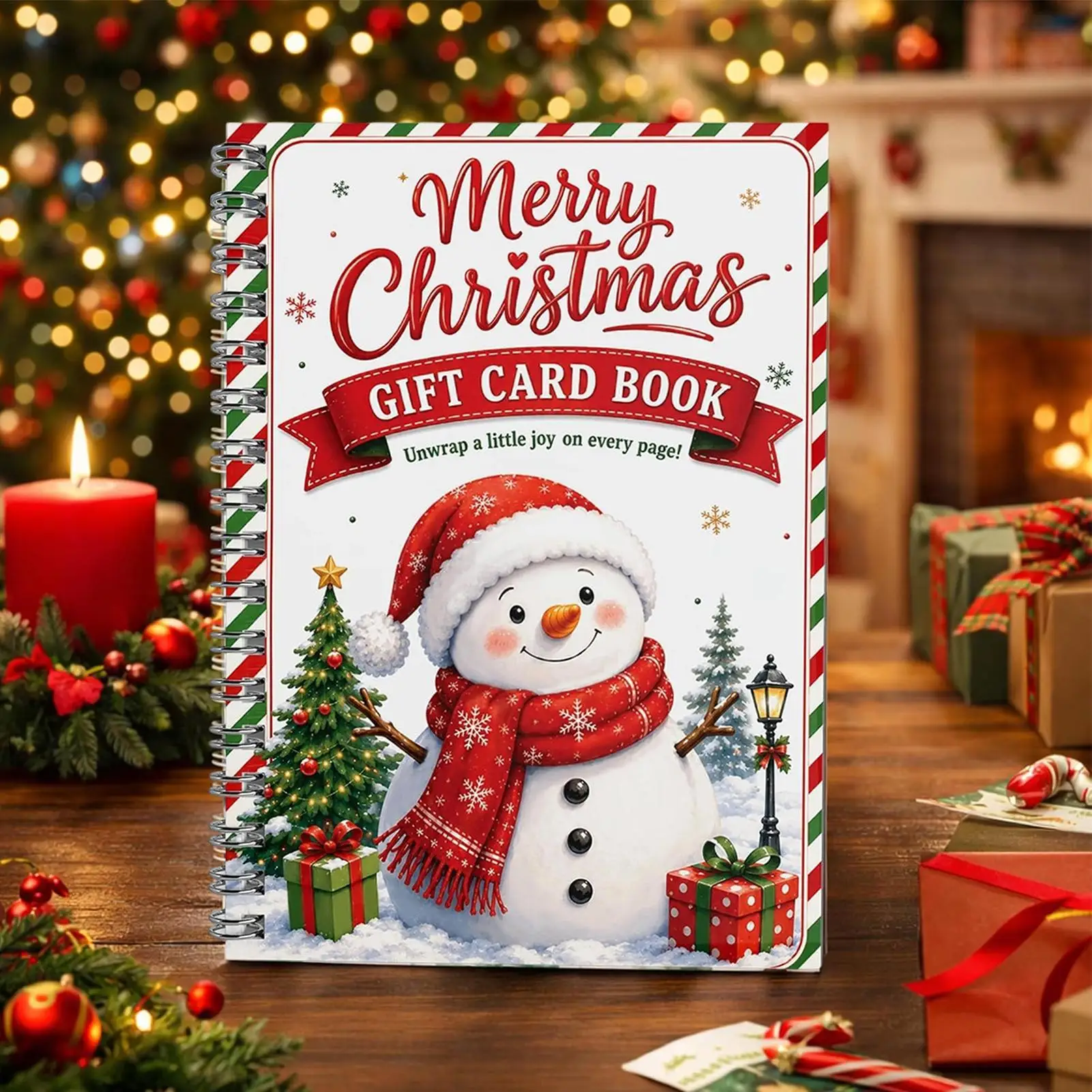 Christmas Gift Card Book Spiral-Bound Festive Greeting Booklet Christmas Gift Card Holder Book School Home Keepsake Scrapbook