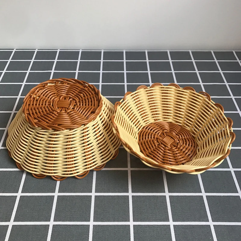 

Rattan Woven Basket Hom Dried Fruit Organizer Fruit Tray Desktop Storage Basket itens para casa cajas de almacenamiento