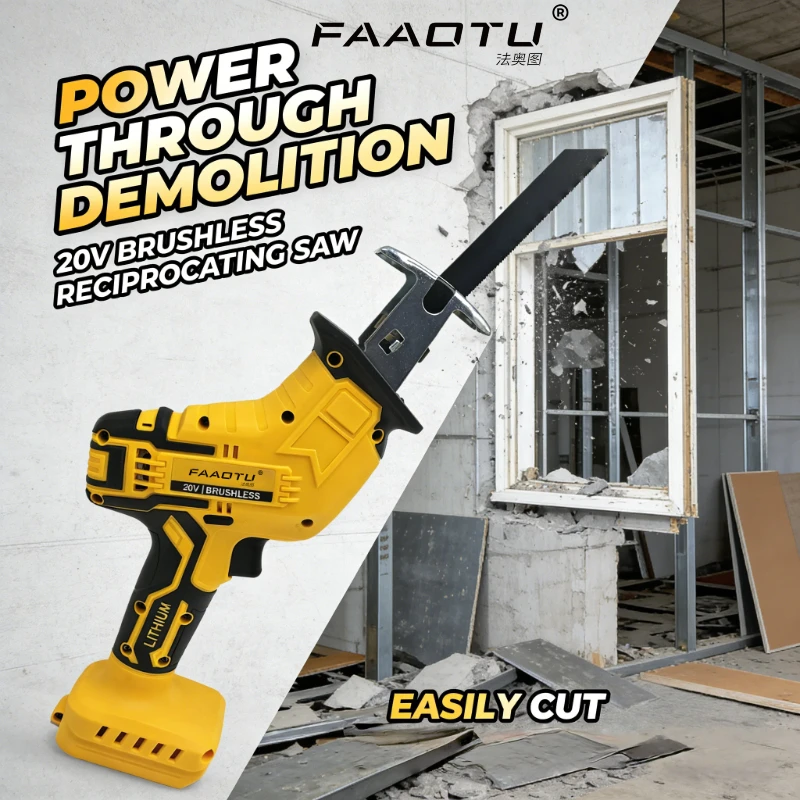 

Аккумуляторная сабельная пила FAAOTU2800RPM 20В, бесщеточная, многофункциональная, для резки металла, дерева и труб, совместима с аккумуляторами DW