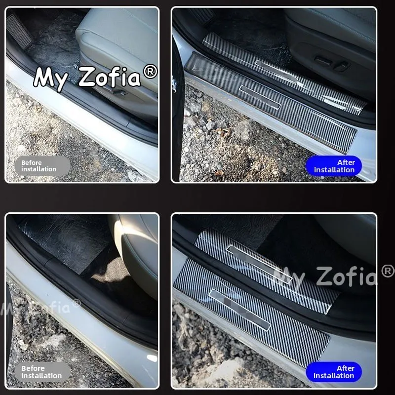 Car Carbon Fiber Door Sill Protector Plate Auto Door Step Scuff Cover Anti-Dirty Interior Trim Accessories For BYD Atto 3 2026
