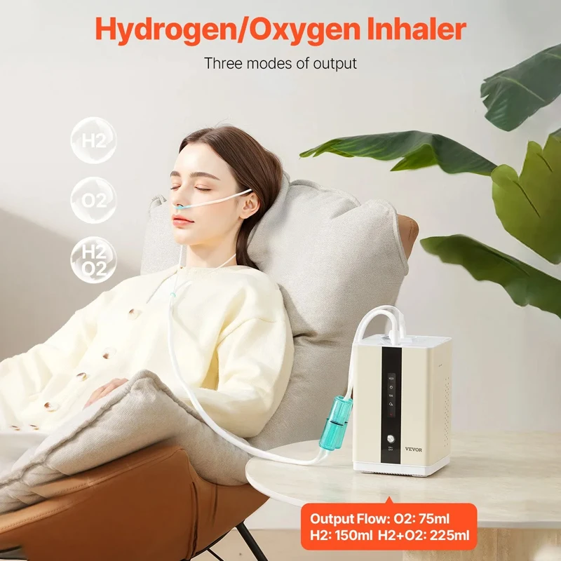 225ML Hydrogen Generator Molecular Hydrogen Oxygen Inhalation Machine Breathing O2 HHO Double Outlet Hydrogen Device