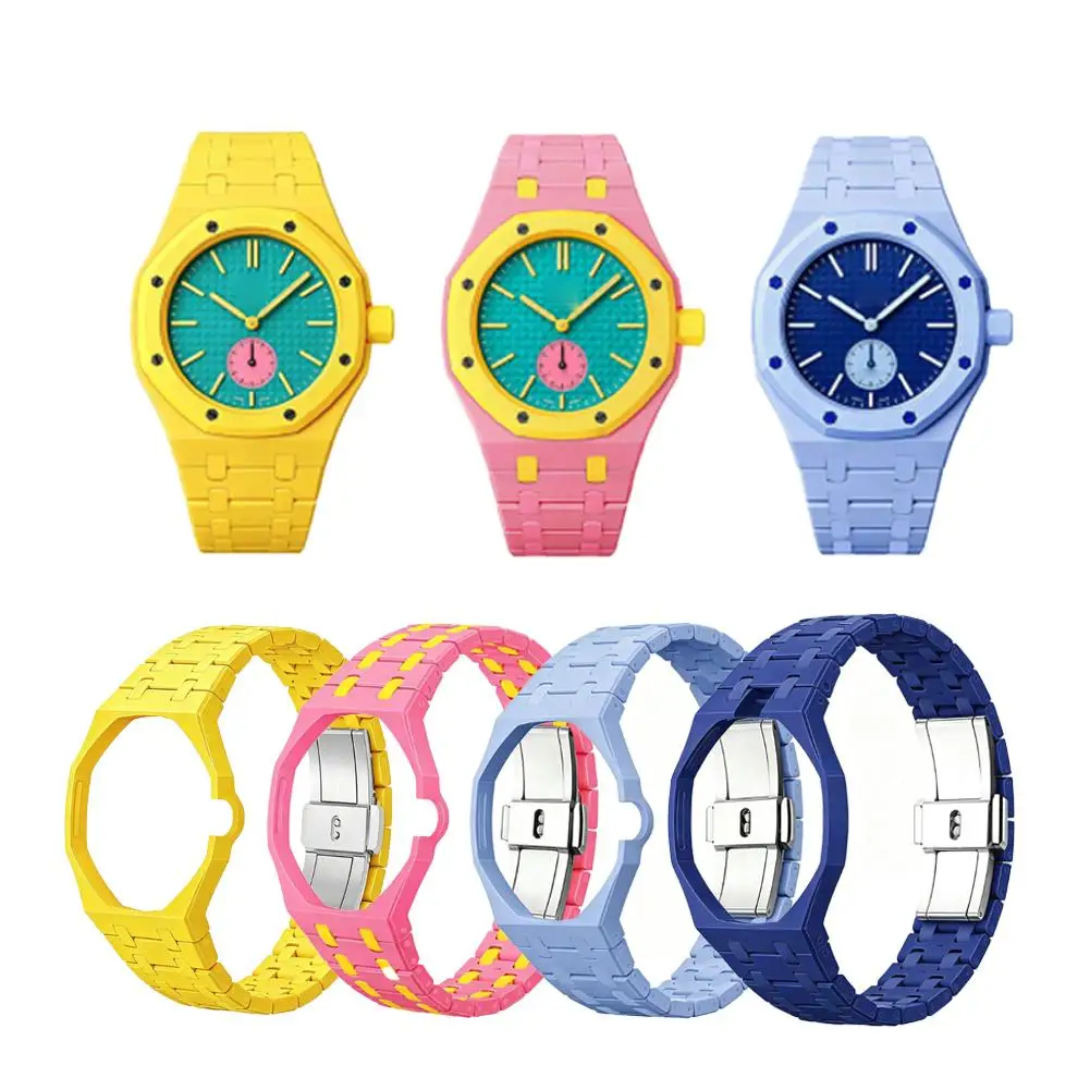 octagonal-bioceramic-watch-case-strap-set-for-swatch-ap-integrated-protective-bezel-band-sweatproof-durable-wrist-bracelet
