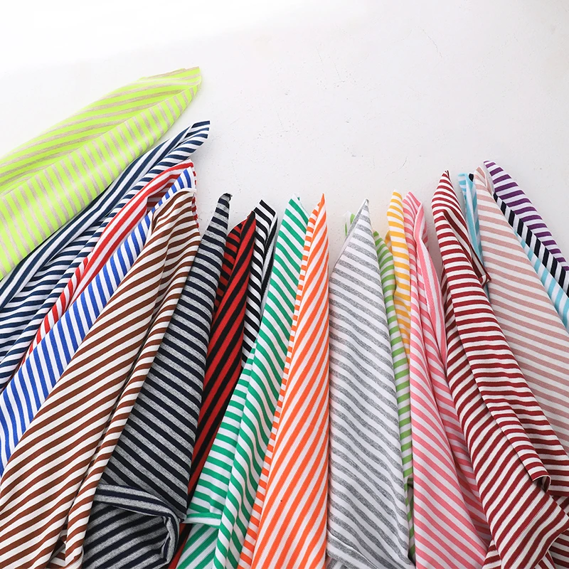 Breiter 4 mm Streifen, 95 % Baumwolle + 5 % Elasthan, elastischer Strickstoff, DIY Nähen, Kleidung, Stoff, 170 cm breit, Stoff für Heimtextilien