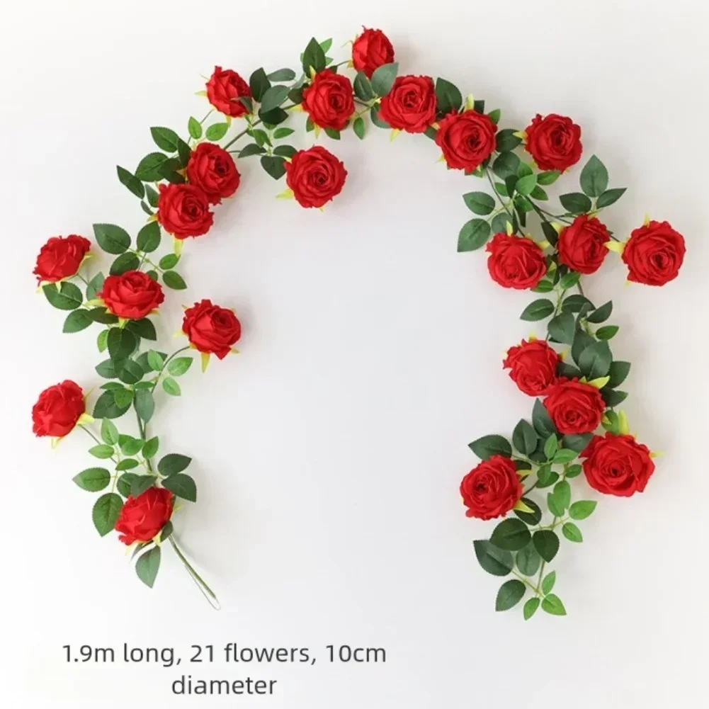 

1 9m Simulated Rose Vine with Artificial Flowers for Wall and Door Decoration in For Home and Commercial Spaces