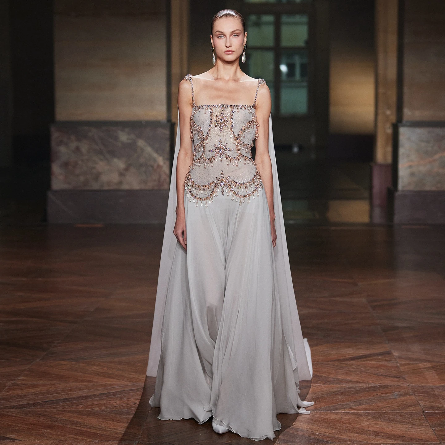 Sharon Said Elegante Arabische Silber-Gold Abendkleider mit Kristallperlen 2026 Dubai für Hochzeitsfeier-Kleider SS517 Maßanfertigung – Detail 5