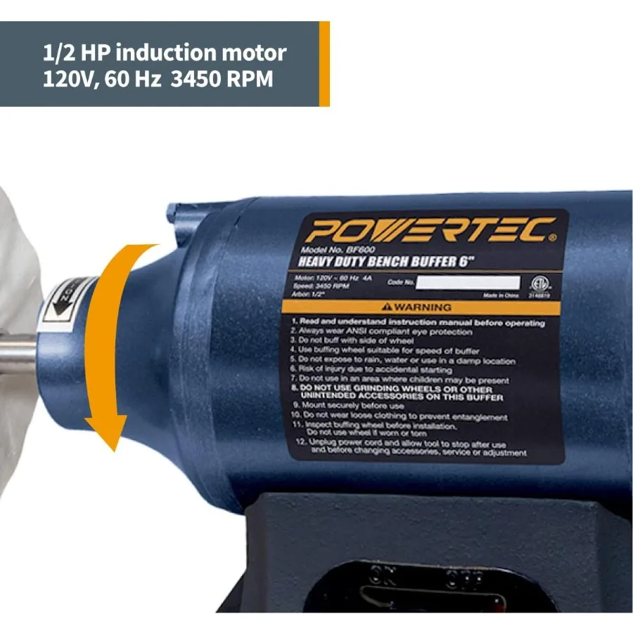 6인치 벤치 버퍼 보석 광택기(4개의 80겹 두꺼운 광택 휠 포함) - 광택 작업에 이상적인 벤치탑 광택기