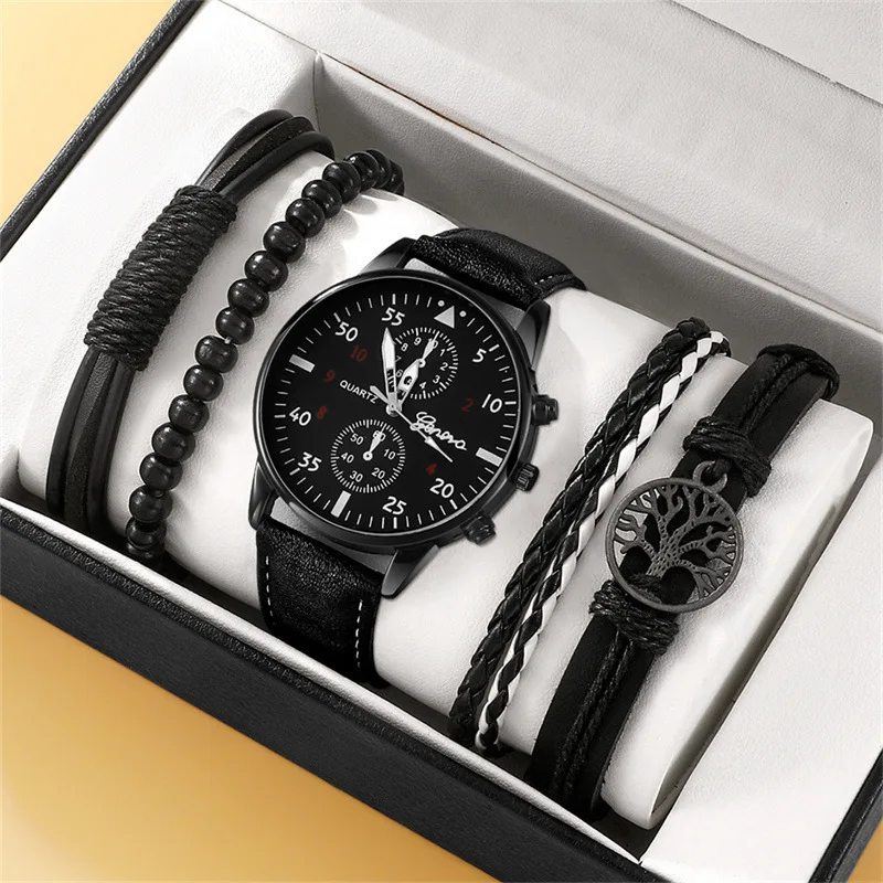 

4/5PCS Fashion Men Watches Casual Male's Quartz Watch Bracelets Set Relogio Masculino Reloj Hombre（Without Box）