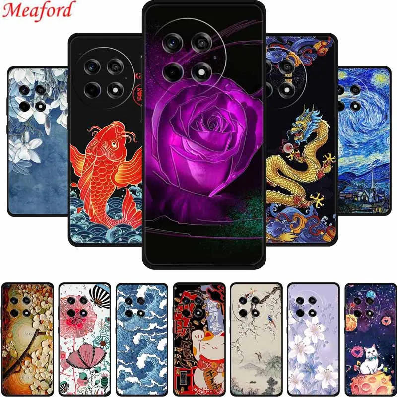 3D Präge Fall Für OnePlus 13 5G Telefon Fall 1 + 13 Relief Blumen Silikon Weiche Coque Für OnePlus 13 zurück Abdeckung Fall 6,82" Funda