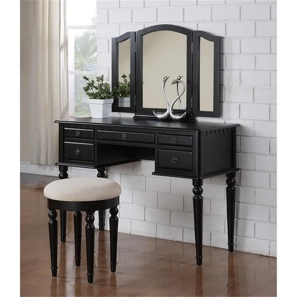 BOBSt. Croix Collection Vanity Set with Stool, Black