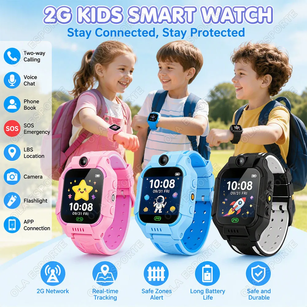 Kids Smart Watch 2G Sim Card Two-way Call SOS LBS Positioning Track Boys and Girls Gift Student Safety Children Smartwatch H10
