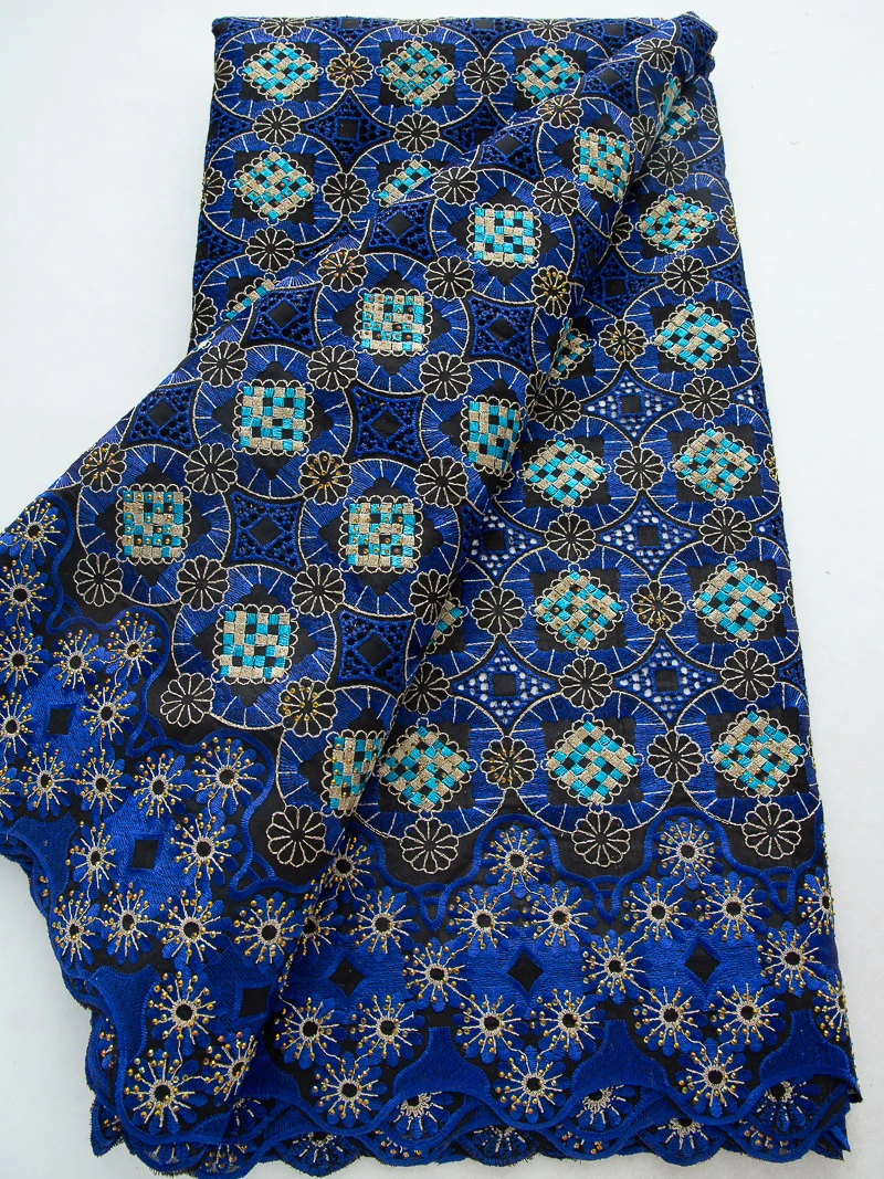African Embroidery Swiss Lace Fabric With Stones 2025 High Quality Nigerian Dry Cotton Lace Fabric For Women Party Dress A3232