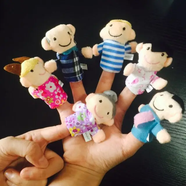 1set Cartoon Animal Finger Puppets Happy family Soft Velvet Dolls Props Toys Birthday Party Decoration kid gift (Random Pattern)