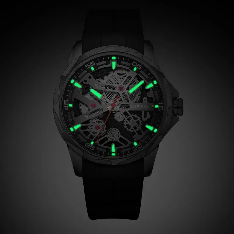 Mark Fairwhale 6620 Men's Fashion Automatic Mechanical Watch Luminous Calendar Waterproof Silicone Luxury Watches for Man reloj