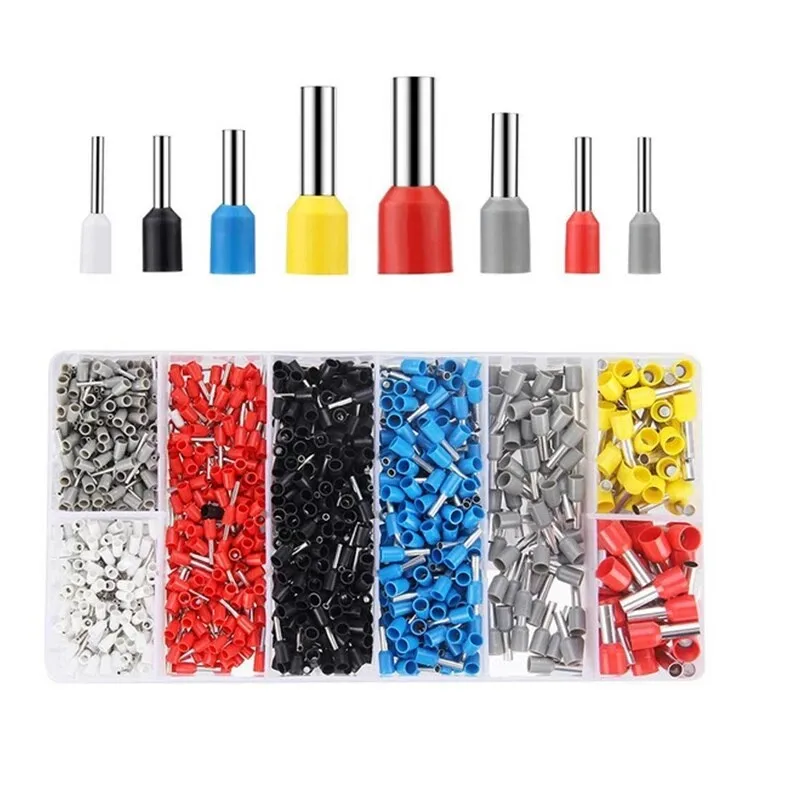 Cold Pressed Terminal set 1200pcs Wire Crimping Terminals HSC8 6-4 Set European Style Tubular Wire Connectors