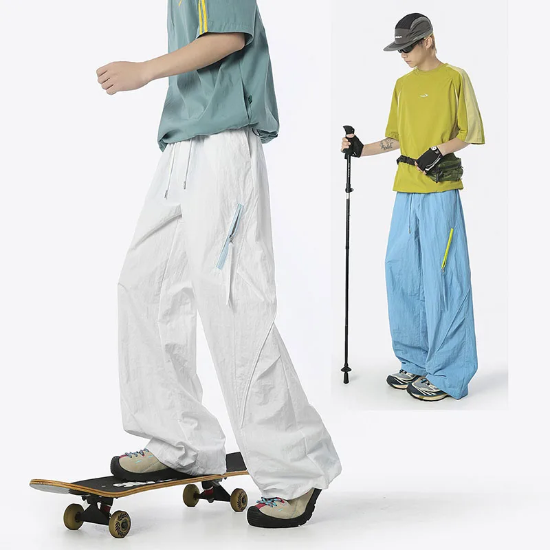 

New Korean Style Men Summer Breathable Skateboard Sports Casual Pants Wide Leg Trousers Men Sweatpants pantalones anchos hombre